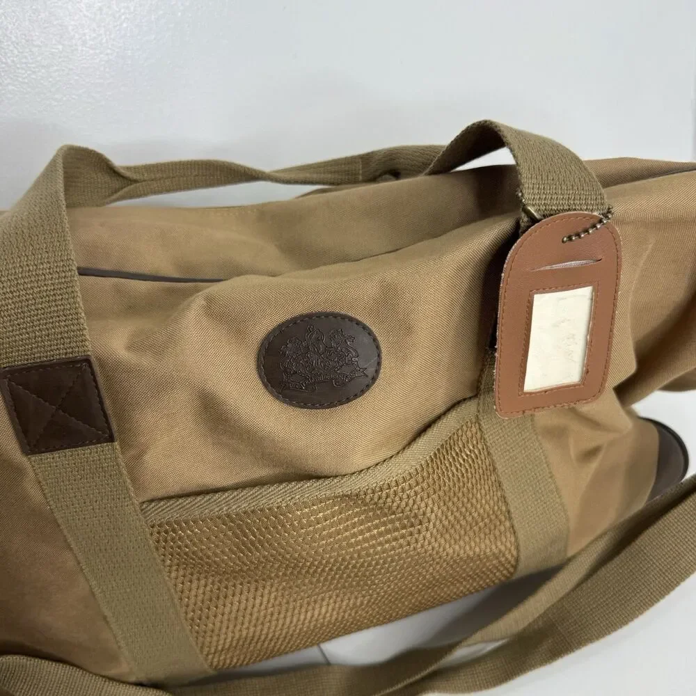 Vtg Polo Ralph Lauren Tan Canvas Weekender Shoulder Strap Double Handles Bag
